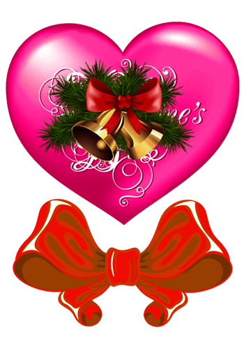 粉色爱心和红色蝴蝶结