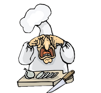 被洋葱熏到眼睛的卡通厨师