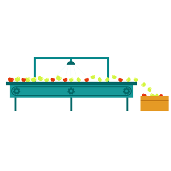 蓝色卡通产品生产流水线