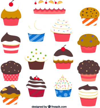 卡通可爱矢量纸杯蛋糕