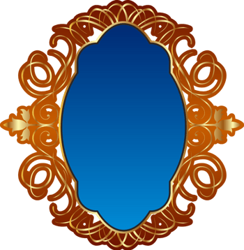 手绘蓝底金色花纹边框