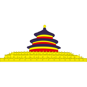 矢量手绘彩色天坛