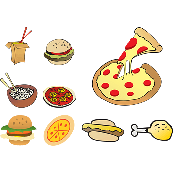 西餐食物西式快餐矢量图