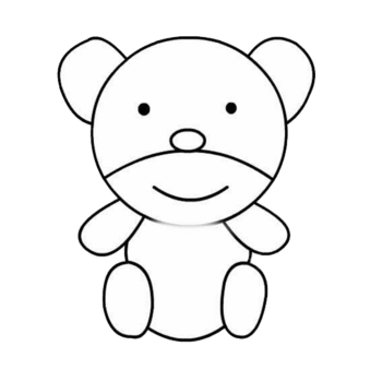 一只黑白卡通小熊玩偶