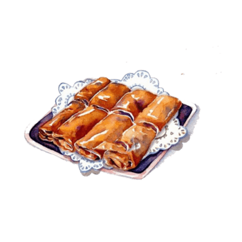 万素网 免抠元素 卡通手绘 炸春卷