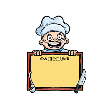 矢量彩色卡通菜单厨师大叔
