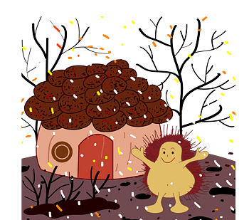 卡通彩色雪里刺猬的家