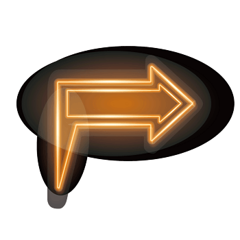 矢量霓虹灯黄色转向箭头