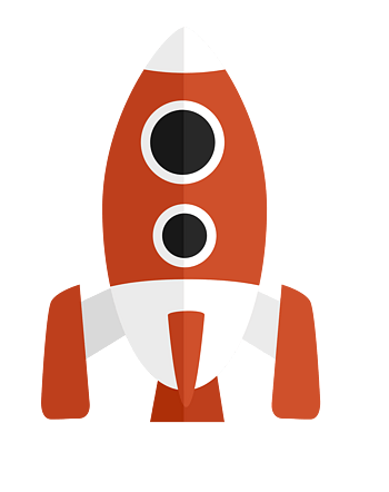 矢量红白色卡通小火箭