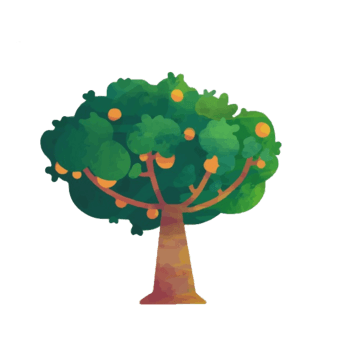 卡通茂盛的水果树