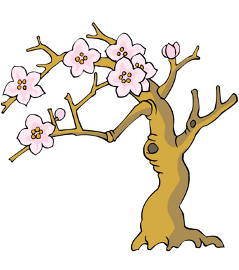 桃花树卡通免抠素材