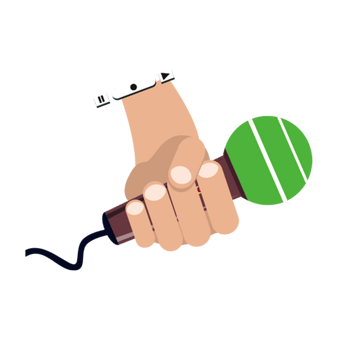 卡通手拿话筒元素