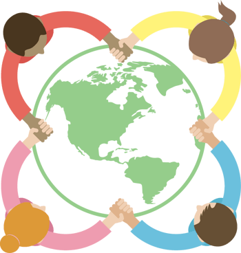 矢量手绘环绕地球