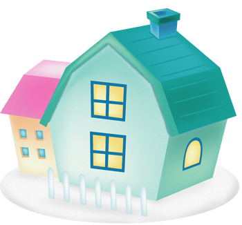 蓝色卡通房子