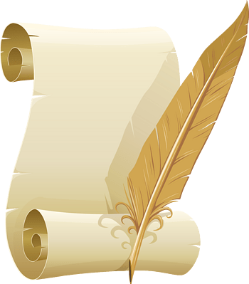古旧羊皮纸羽毛笔矢量素材