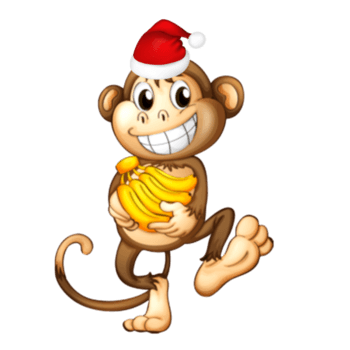 卡通嘻哈小猴子抱香蕉圣诞帽