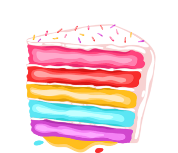 卡通手绘彩虹三角蛋糕