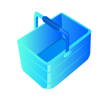 卡通蓝色篮子素材