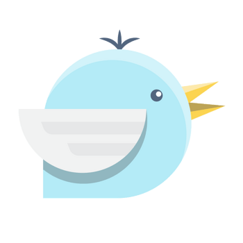 蓝色卡通圆形小鸟