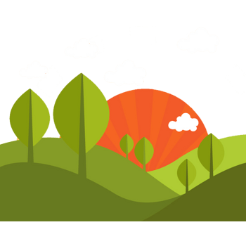 卡通山间日出风景矢量素材