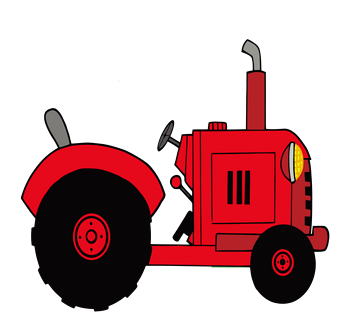 卡通手绘红色拖拉机