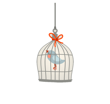 可爱卡通笼中鸟矢量素材