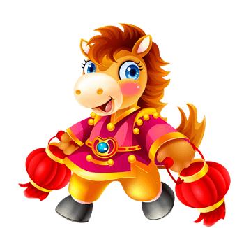 卡通手绘提灯笼的小马