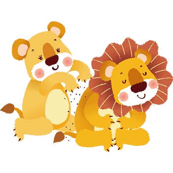 卡通狮子与熊矢量图