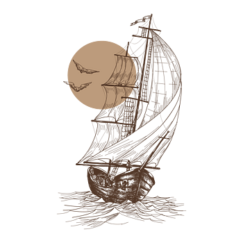 手绘帆船元素