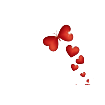 红色的心和飞舞的蝴蝶