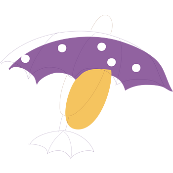 卡通手绘线条简笔画蘑菇伞矢量图