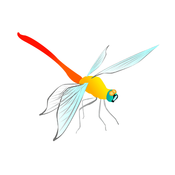 卡通手绘黄色蝴蝶蜻蜓