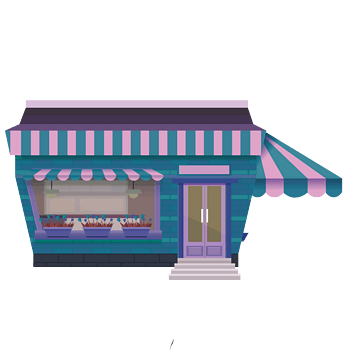 矢量卡通西式商店超市