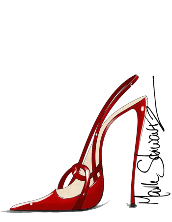 清新卡通性感时尚手绘红色高跟鞋