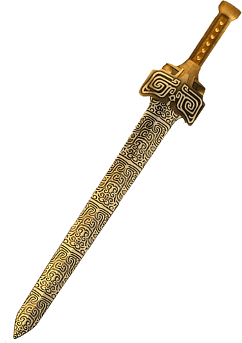 金色带花纹的卡通宝剑