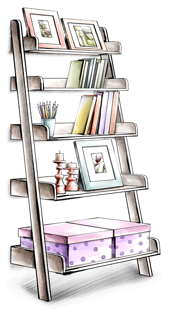 手绘书架