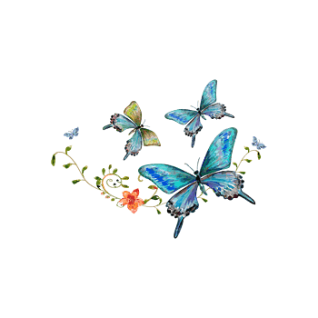 蝴蝶手绘蓝色