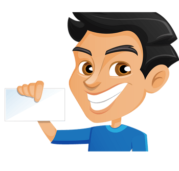 卡通手绘笑脸拿卡片小伙子