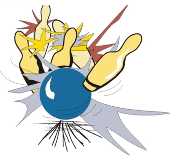 卡通蓝色球撞击保龄球