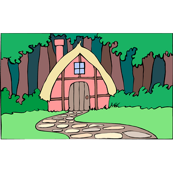 矢量卡通森林小屋素材