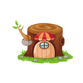卡通树墩房屋