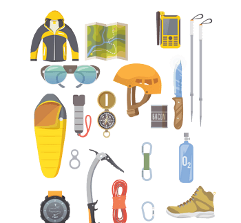 矢量图爬山装备