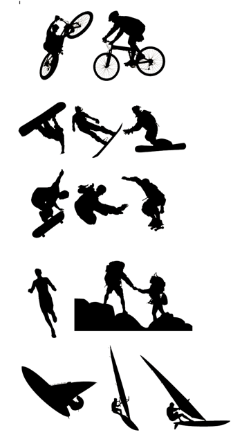 户外运动剪影矢量素材