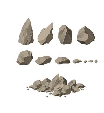 矢量暗色石头碎石过程