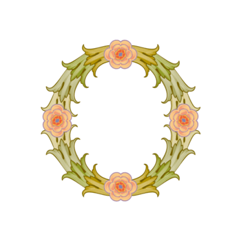 圆形叶子彩绘边框花纹