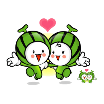 可爱西瓜卡通爱心图