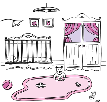 矢量手绘婴儿房