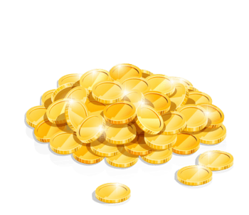 一堆金光闪闪的金币手绘卡通