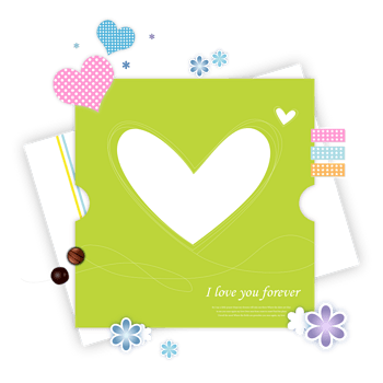 绿色心形信纸