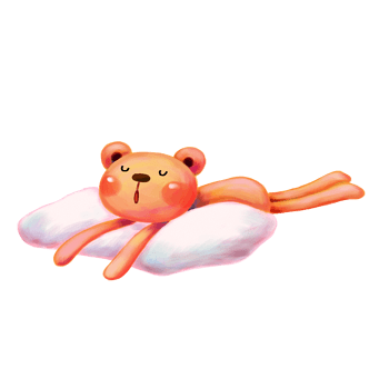 卡通手绘趴在云彩上的小熊